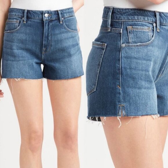 NEW Good American Cut Off Denim Shorts Size 29 Style # GCOS991C High Rise Short - Picture 13 of 13